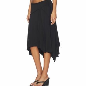 With Jean Asymmetrical Black Skirt